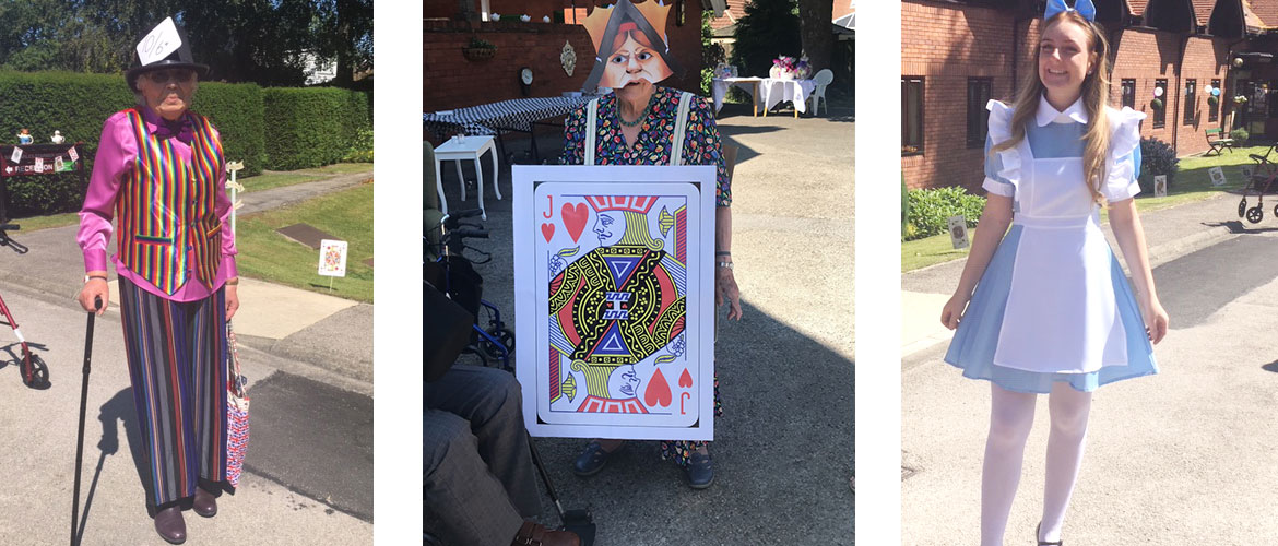 Residents of Danby Lodge dressed as Alice in Wonderland characters