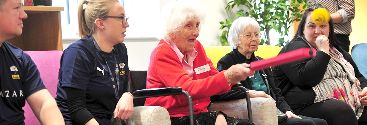 Residents of Abbeyfield playing clock cricket